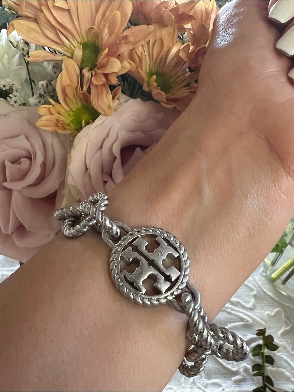 Tory Burch Rope Link Bracelet with Round Emblem